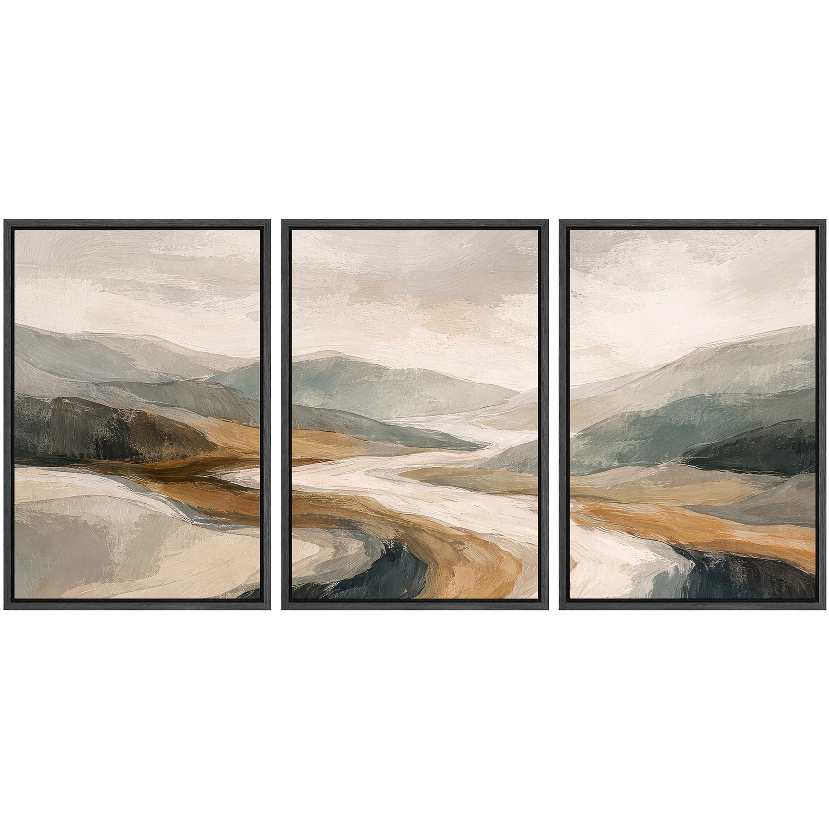 SIGNWIN Framed Canvas Print Wall Art Set Coastal Serenity Abstract Seaside Illustrations Modern Art Decorative Rustic Calm/Zen for Living Room, Bedroom, Office - 24"x36"x3 Natural — view 68