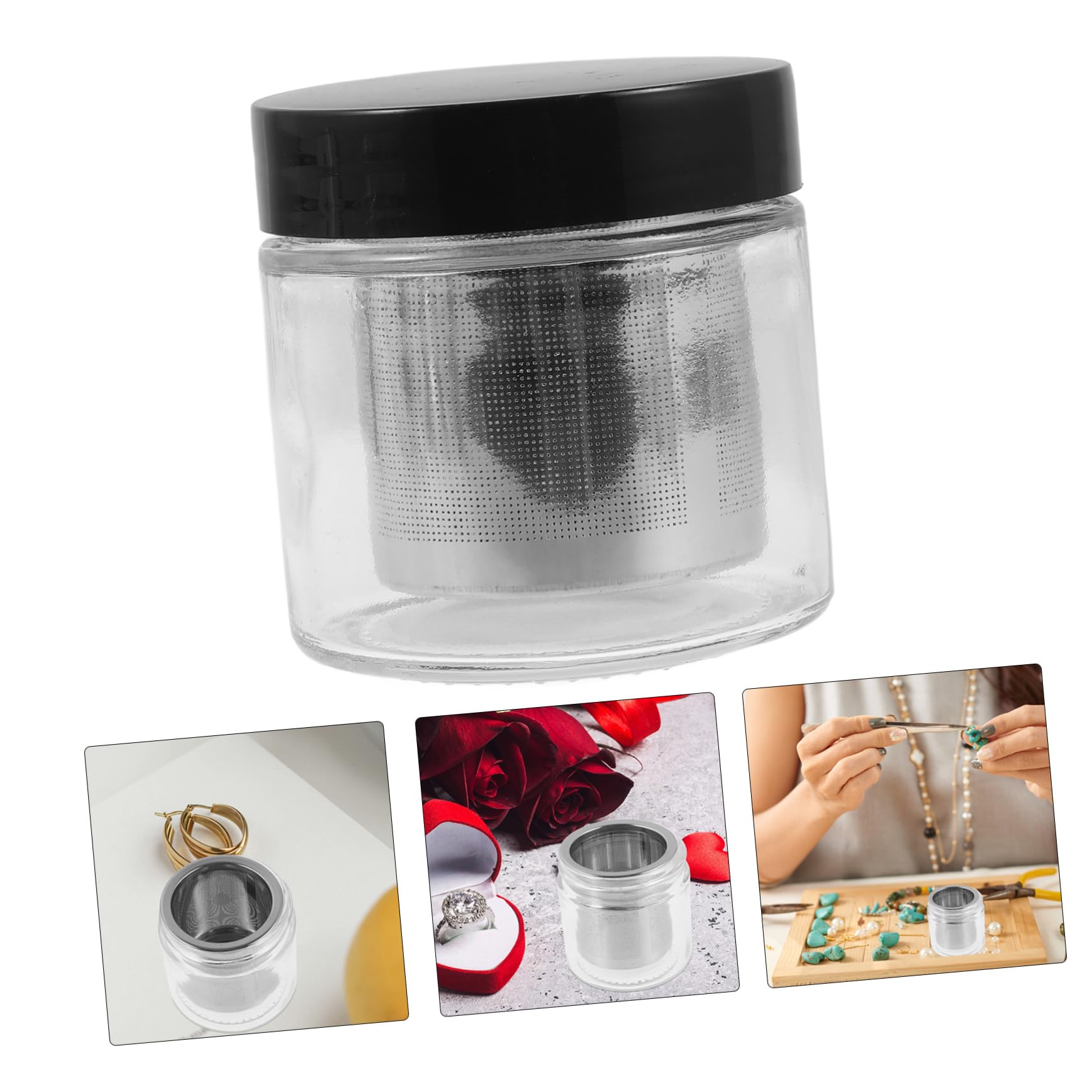 Tofficu Limpiador De Joyas De Vidrio Para Manualidades Limpiador De Para Anillos Collares Transparentes Limpiador De Mano De Metal 4 Uds