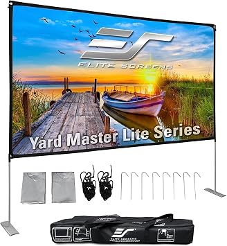 Elite Screens Yard Master Lite 125-Inch Portable Projector Screen with Stand, Wrinkle-Free 169 Indoor/Outdoor Movie Screen, Fast Setup, Front & Rear Projection, Carry Bag for Backyard OMS125HLITE