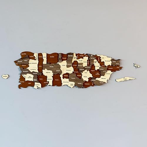 Puerto Rico Country Wall Art Decor, 3D Wooden Home and