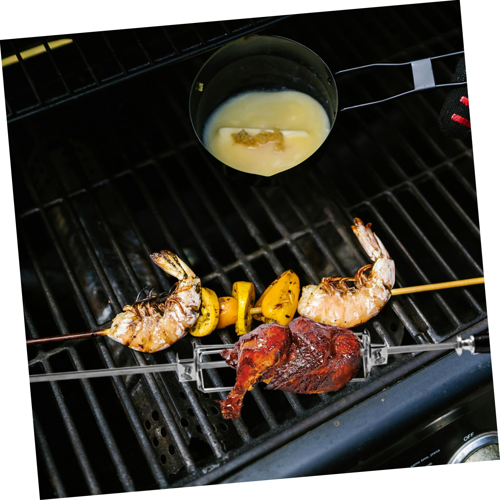 Happyyami 6pezzi Forchette Da Bbq Acciaio Inossidabile Per Arrosto Di Pollo Rotative Resistenti e Multifunzionali Per Grigliate All Aperto e Famiglia