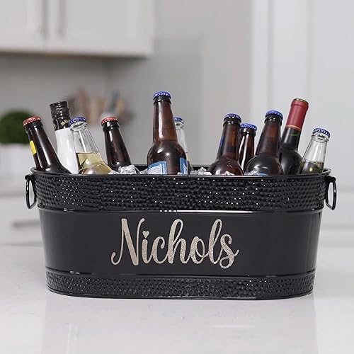 Miniatura 11 de BREKX Colt - Tina de bebidas galvanizada con acabado rústico de cobre (16 botellas), cobre para parejas, enfriador de cubo de vino de granja