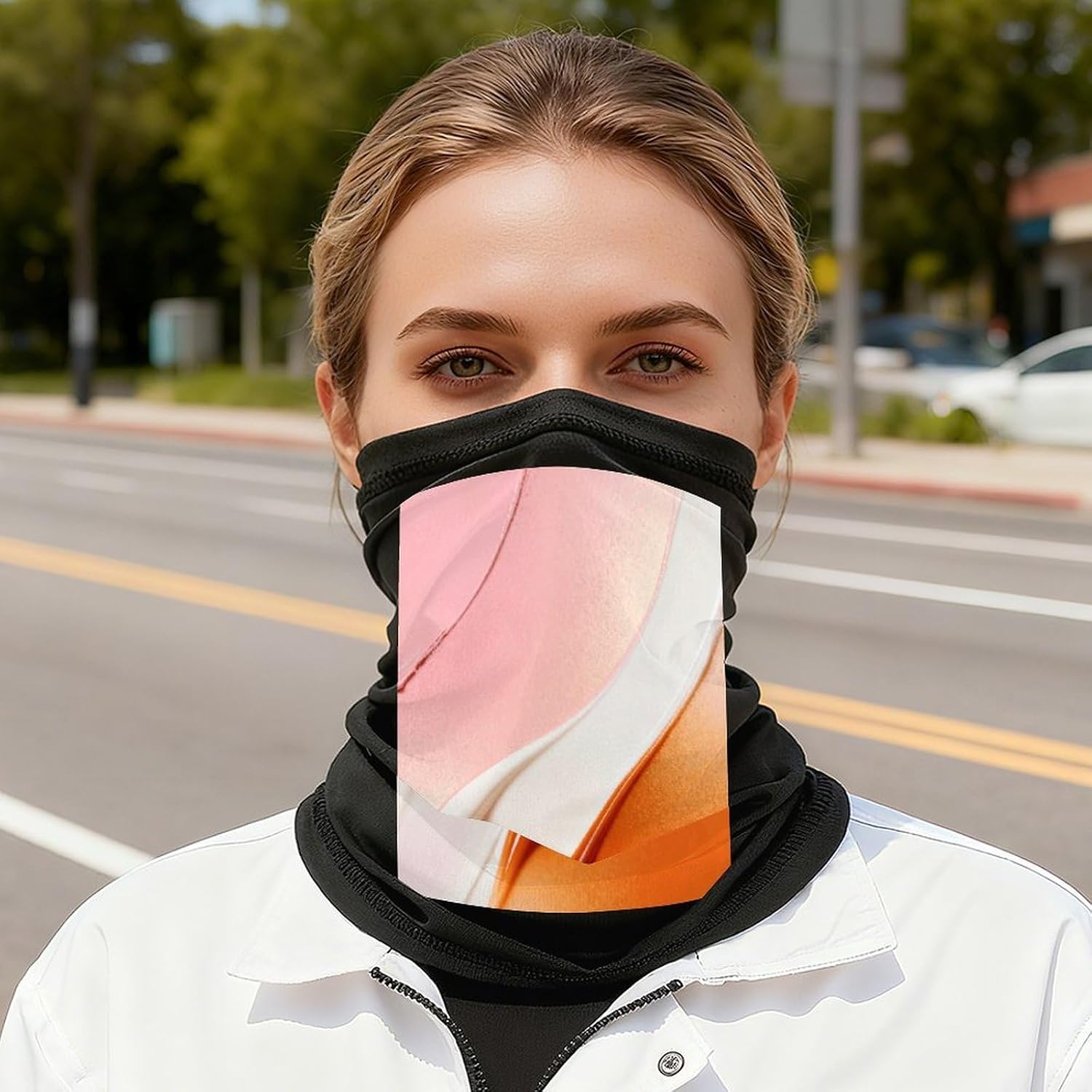 Blush Eggshell Amber Neck Gaiter Cooling Bandana Ice Breathable Neck Scarf Uv Face Cover Lightweight Face Mask Windproof Dustproof Tube Scarf For Cycling Motorcycle Hiking Running Neck Gaiter