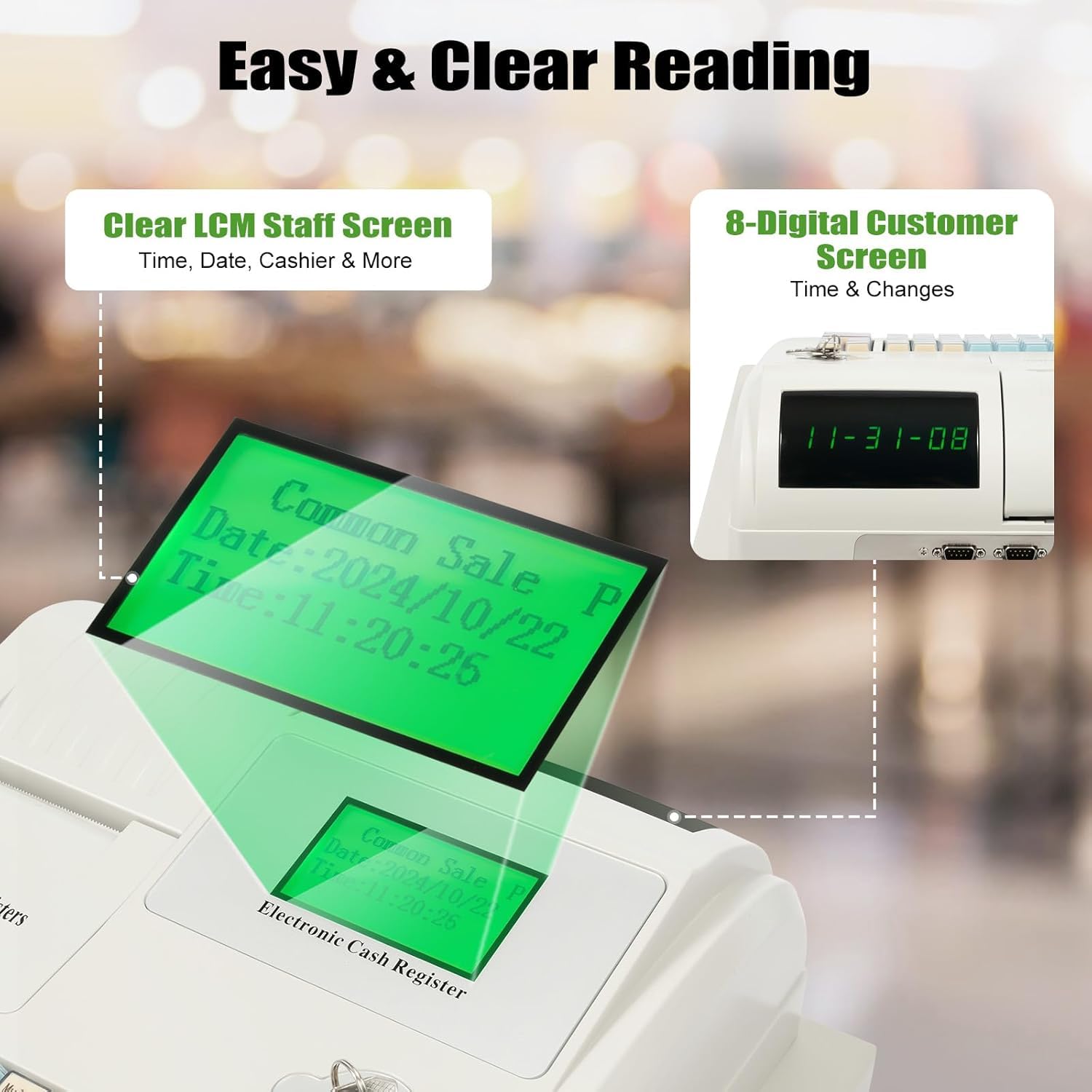Caja Registradora Electrónica De 48 Teclas para Pequeños Negocios, Sistema Tpv con Cajón, Ideal para Supermercados, Tiendas De Ropa Y Restaurantes.