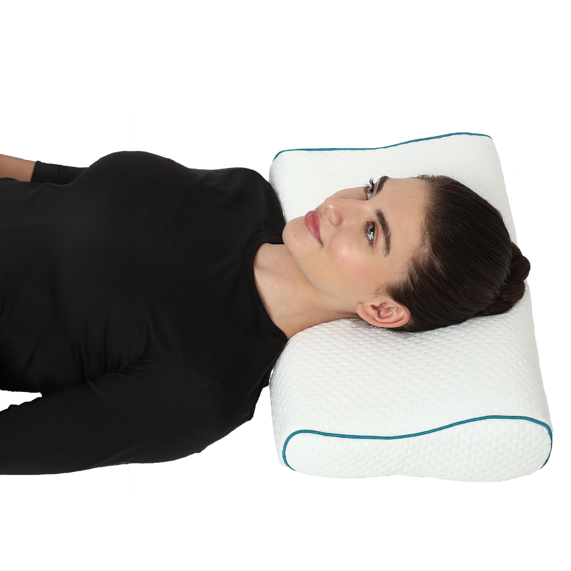 Flamingo Premium Memory Foam Pillow | Orthopedic Contour Cervical Pillow for Neck & Shoulder Pain | Bed Pillows Suitable for Back,Side & Stomach Sleeper | Color-Cool Max | Size-Universal-image-24