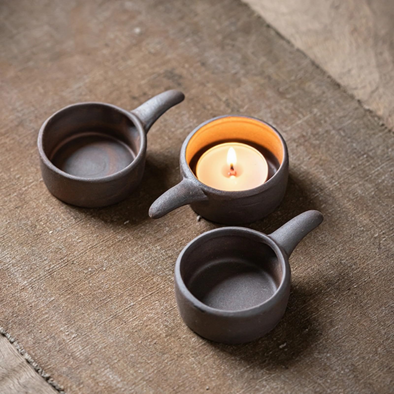 Cedro e bruciatore, bruciatore di olio in ceramica, diffusore di oli essenziali, set di scaldavivande in ceramica, fatto a mano con porta tealight