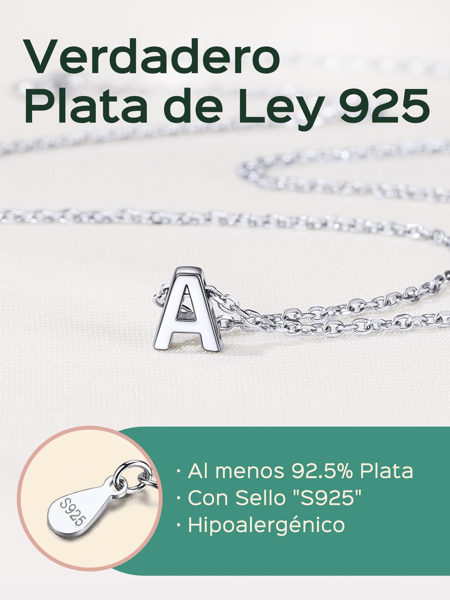 ChicSilver 925 Plata Collar Inicial Plata Mujer Colgante 26 Letras Nombre | Material Plata de Ley Mini Alfabeto Joyería Minimalista Preciosa Madre Pareja Regalo Delicado