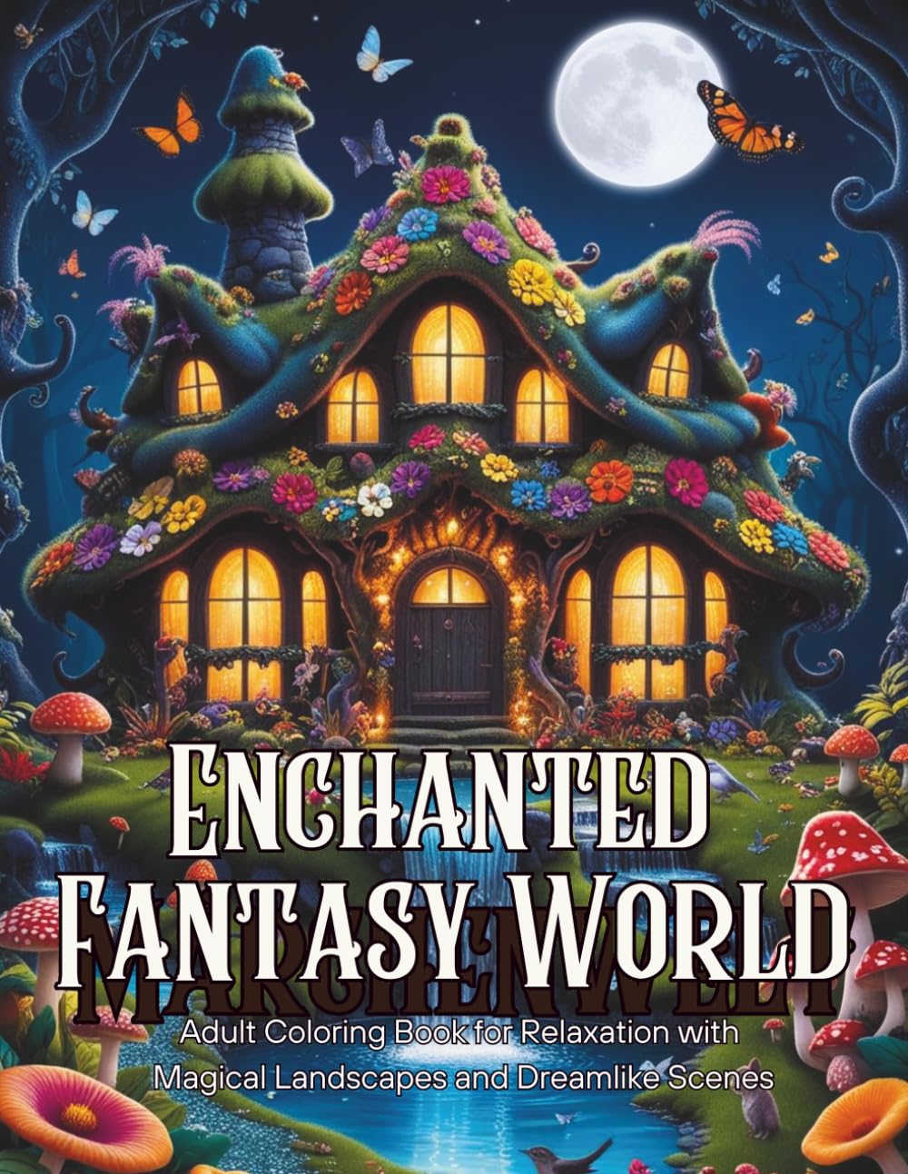 Enchanted Fantasy World: Adult Coloring Book for Relaxation with Magical Landscapes and Dreamlike Scenes