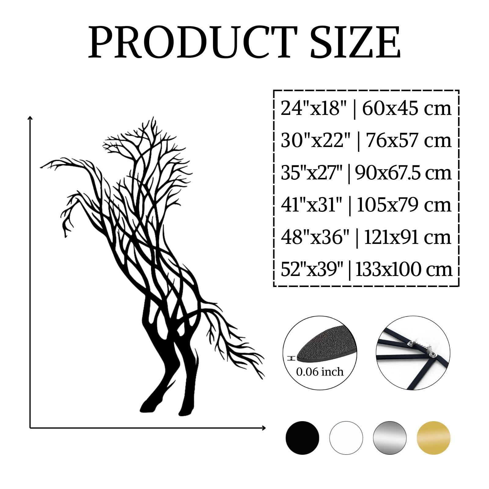 Cavallo e albero - Decorazione da parete in metallo, stile moderno