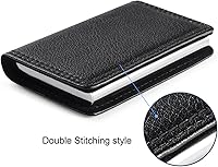 Vista 5 de Wisdompro Tarjetero de Negocios, Funda de Piel Sintética de 2 Caras para Tarjeta de Nombre, Estuche de Billetera con Cierre Magnético para Hombres