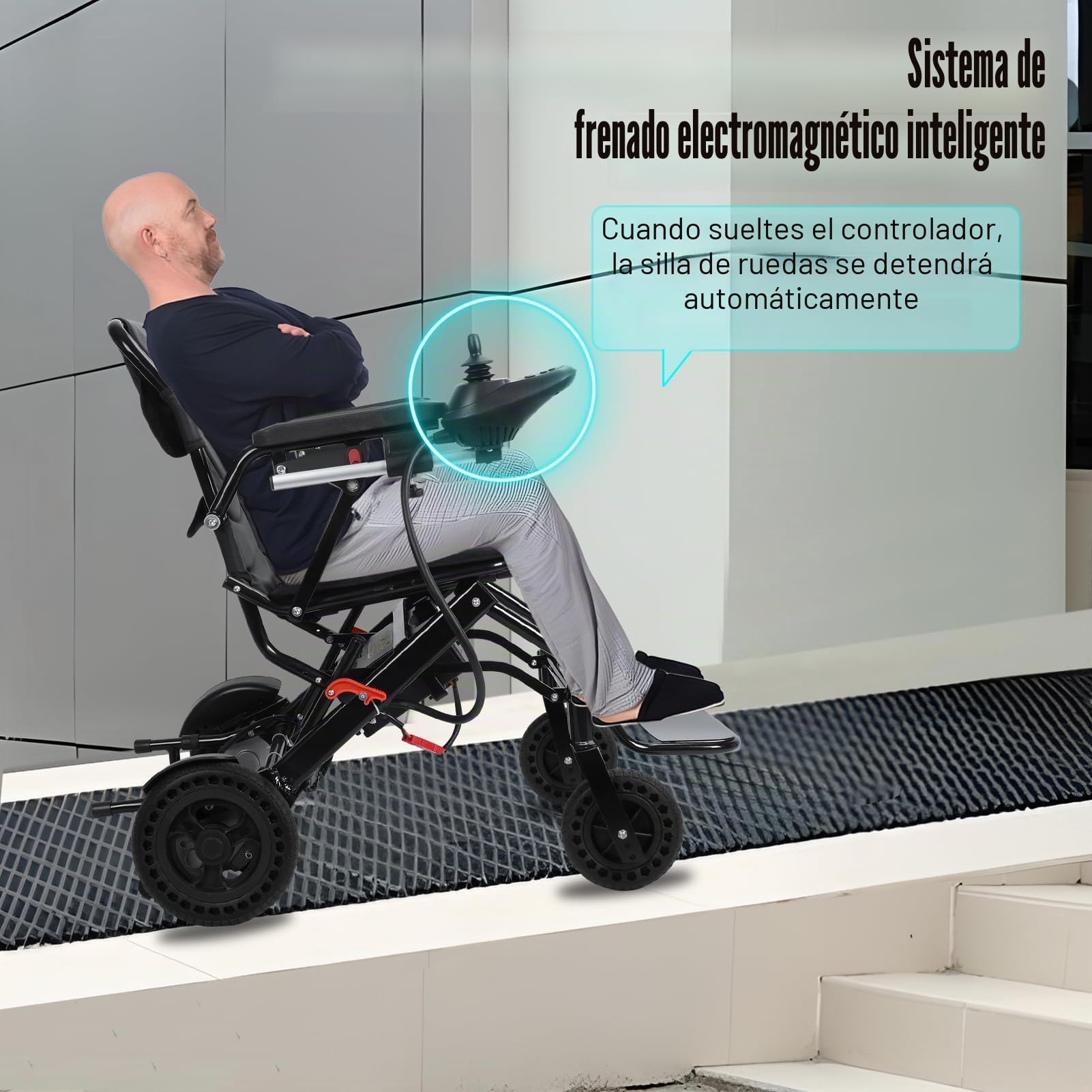 Sillas de Ruedas eléctricas Plegables y Ligeras para Adultos, Ayuda de Movilidad motorizada Plegable de 500 W con batería extraíble, Alcance Todoterreno de 24 km, compacta.