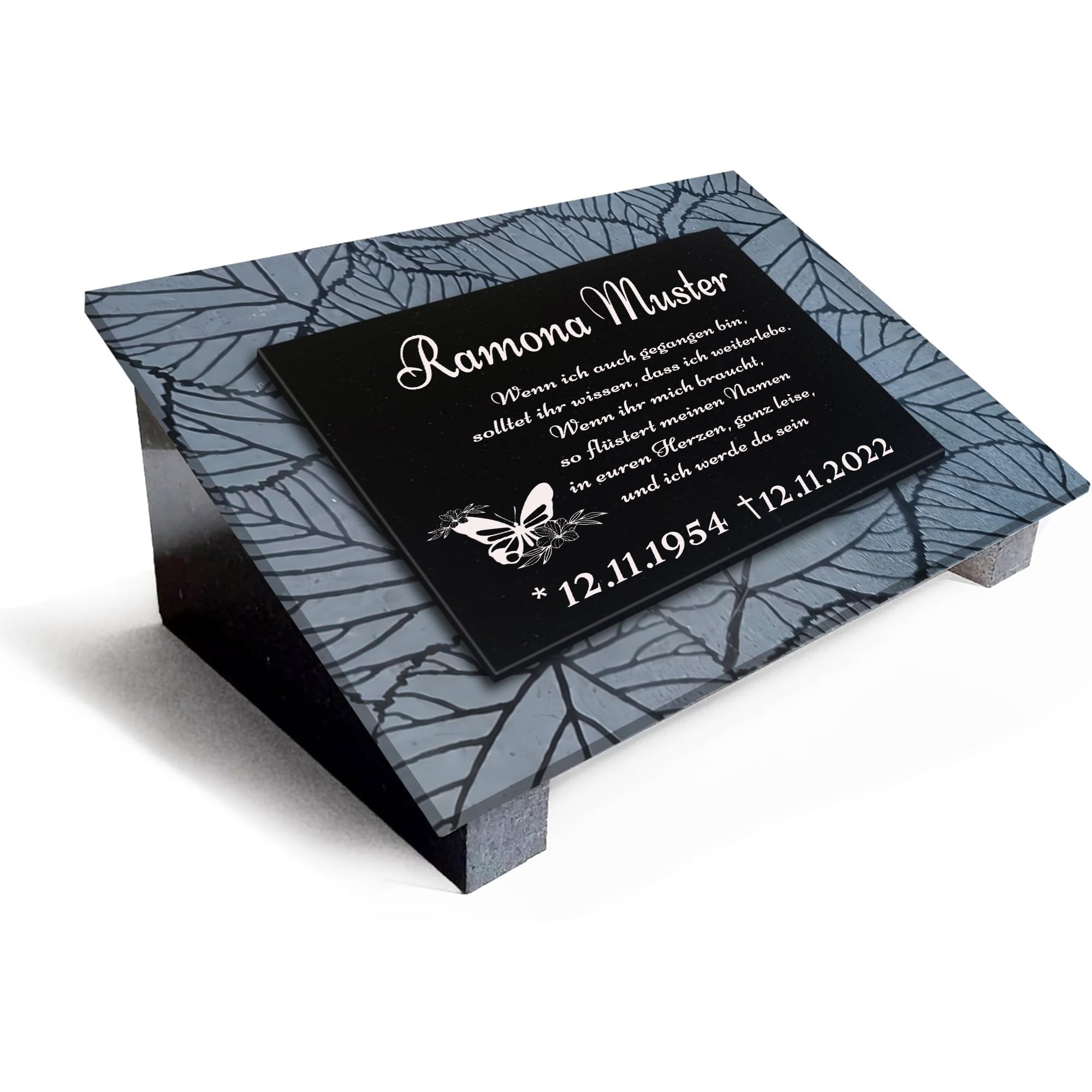 Generisch Premium Grabstein aus indischem Granit Absolut Black– mit Tiefengravur, Lasergravur & 3-Fach Versiegelung im Format 40x30cm Y13