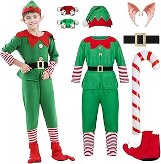 Christmas Elf Costume Adult Men Women Kid, Santa's Helper Xmas Festive Outfit Elf Hat Ears Fancy Dress Accessories - Buy now