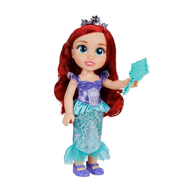 Princesas Disney - Mi Amiga Ariel Grande para Niñas – Muñeca de 38 cm de Altura Que Incluye Vestido, Zapatos y Tiara Extraíbles – Muñeca con Preciosos Detalles para niñas con 3 años +