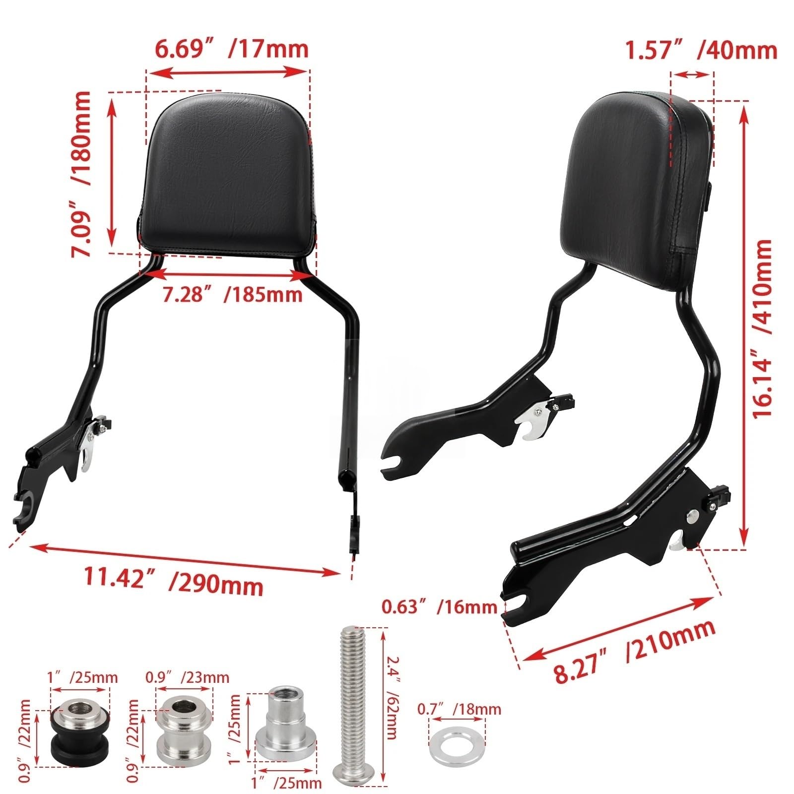 drążek Sissy z bagażnikiem Pasuje do Harley Softail Low Rider S ST 2018-2025 Sissy Bar oparcie Pad motocykle tylne wsparcie pasażera(Style B)