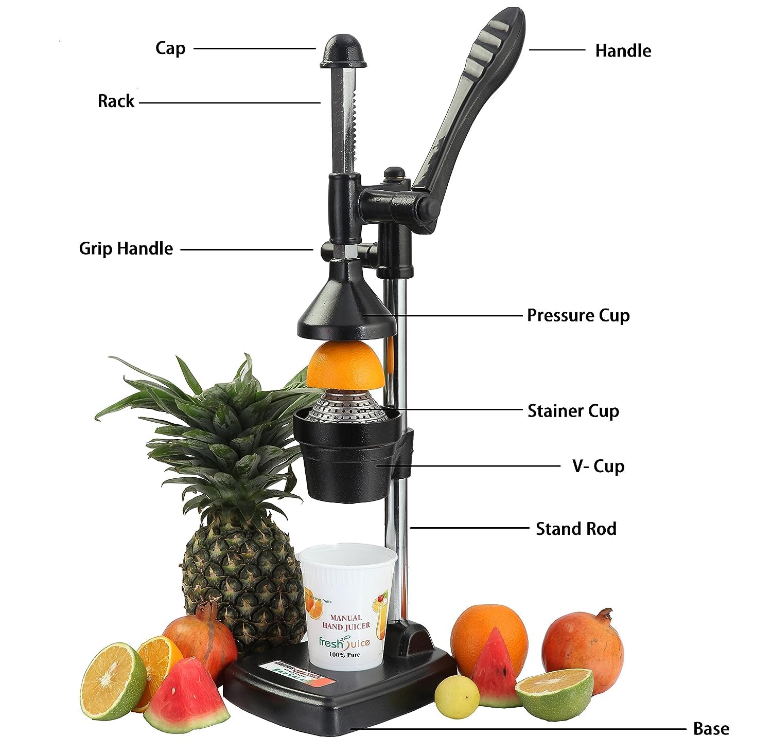 Berg Aluminium Hand Press Citrus Fruit Juicer Cold Press Juicer