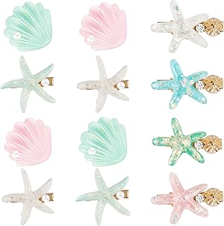 WILLBOND 12 Pieces Artificial Shell Pearl Starfish Seashell Hair Clip Se...