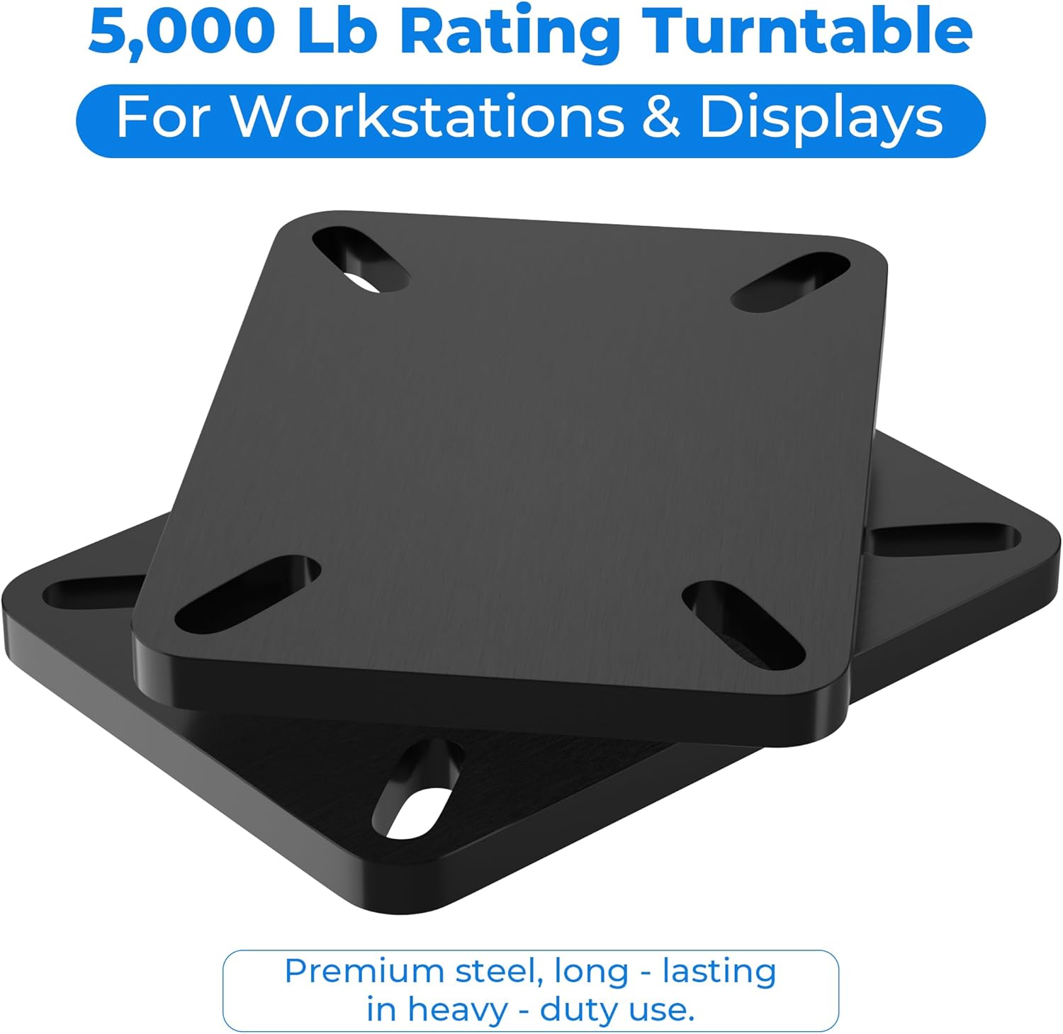 for Workstations and Displays - 5,000 Lb Rating Greaseable Black Heavy Duty Bearing Plate Turntable