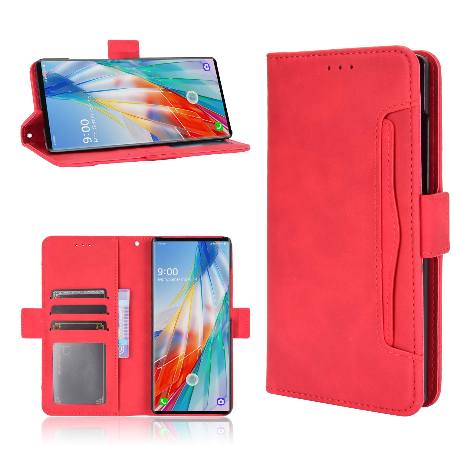 Case for LG Wing 5G Case Cover,Case for Case for LG LMF100TMK Wing 5G / LMF100VM1 LMF100EMW LMF100VMY LMF100N Case Flip Pu Leather Cover Red