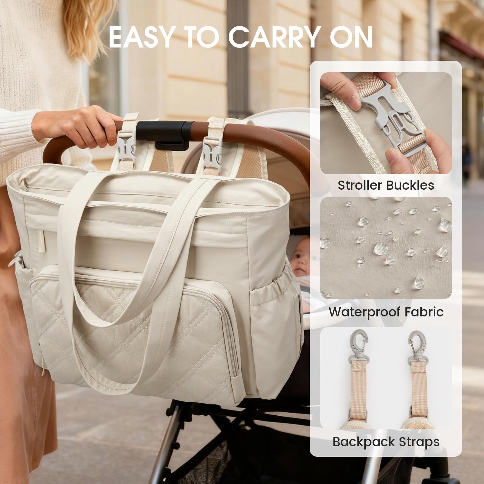 G4Free 3-in-1 Wickeltasche, Wickelrucksack Groß mit Wickelunterlage, Multifunktions Babytasche Fächern für Damen und Herren, Kinderwagenhaken Diaper Bag für Reisen/Babypflege