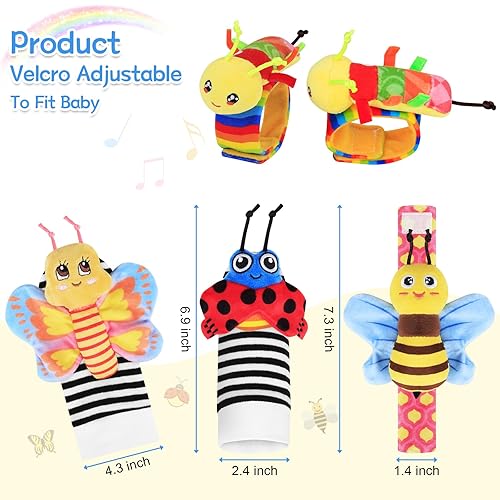 Miniatura 2 de Juguetes para bebés de 0 a 6 meses, sonajeros de muñeca y sonajero para bebés, conjunto de calcetines y buscador de pies, para bebés recién nacidos,