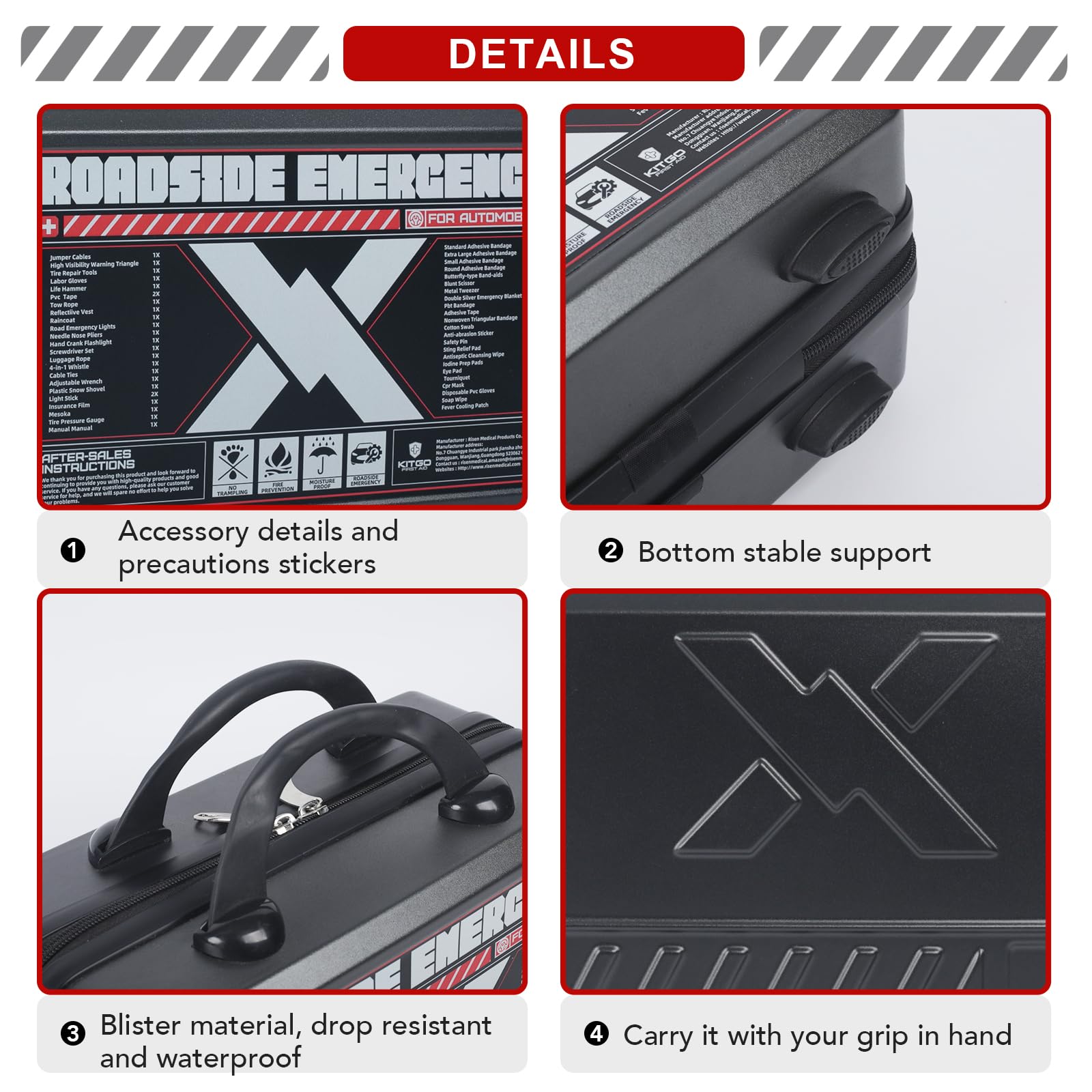 Kitgo Kit di emergenza per auto, accessori di alta qualità con cavi di collegamento, torcia, pala, set di cacciaviti, kit di sicurezza per auto, sopravvivenza, camion, camper e molto altro ancora