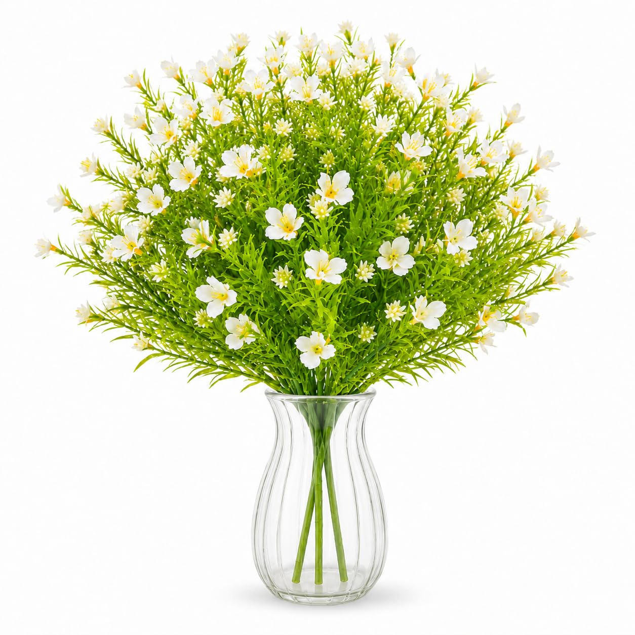 RAINFLOW White Artificial Flowers - 3PCS Fake Flowers Daisy Decor Faux Plastic Flowers Bouquet Fake Plants for Home Room Window Wedding Tables Centerpieces Party Decoration image 3