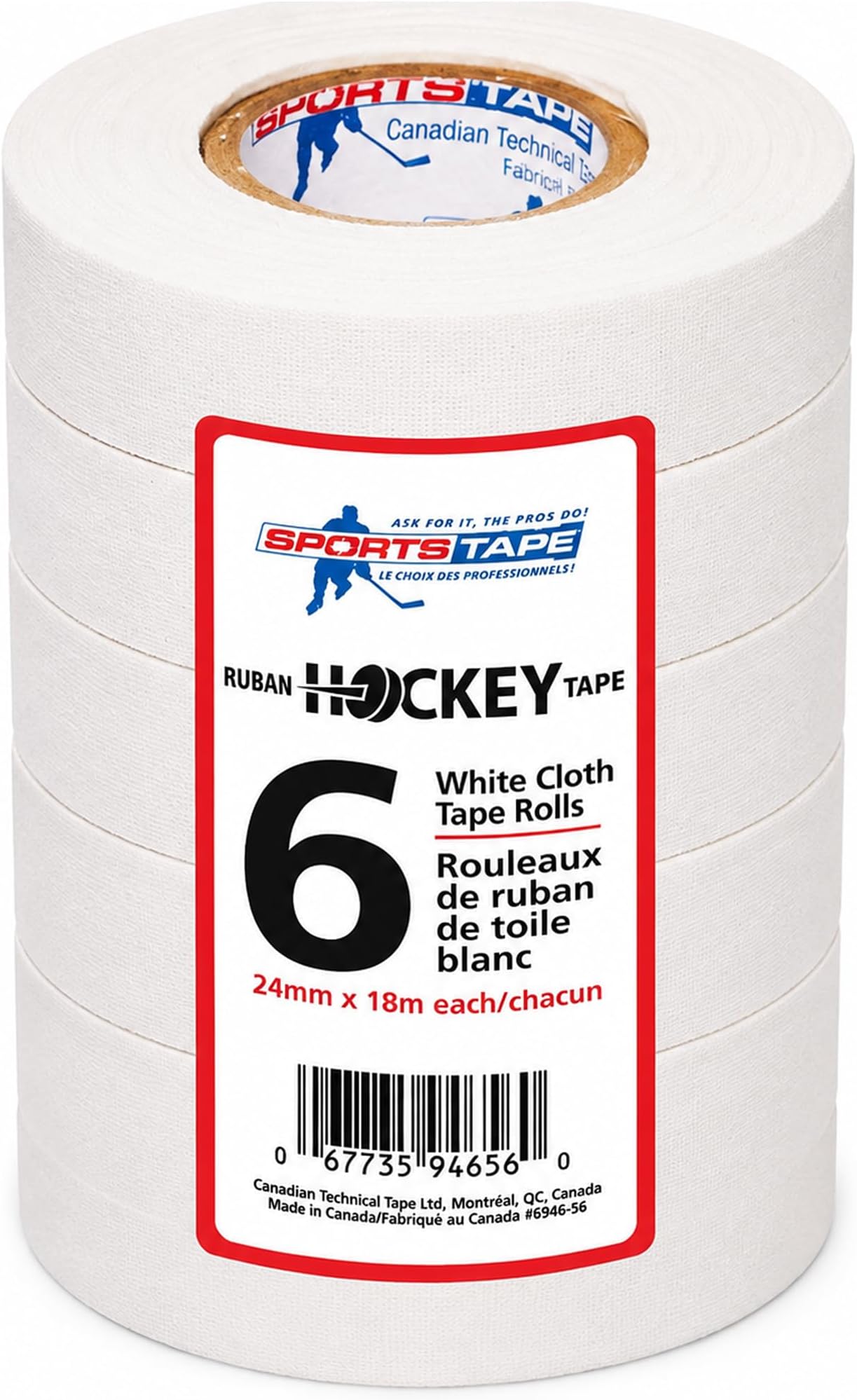 sports tape ST Pro-Grade Cloth Hockey Tape (6 Rolls) - Strong Long-Lasting, Water Resistant Athletic Grip Tape for Lacrosse, Hockey, Baseball & Multi-Sport Use