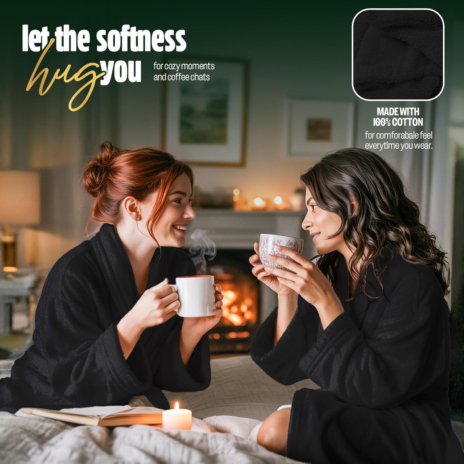 Pearl Linens Cotton Terry Shawl Collar Bathrobe - Soft, Lightweight & Absorbent Unisex Spa Robe for Women & Men - 1 Piece - Image 4