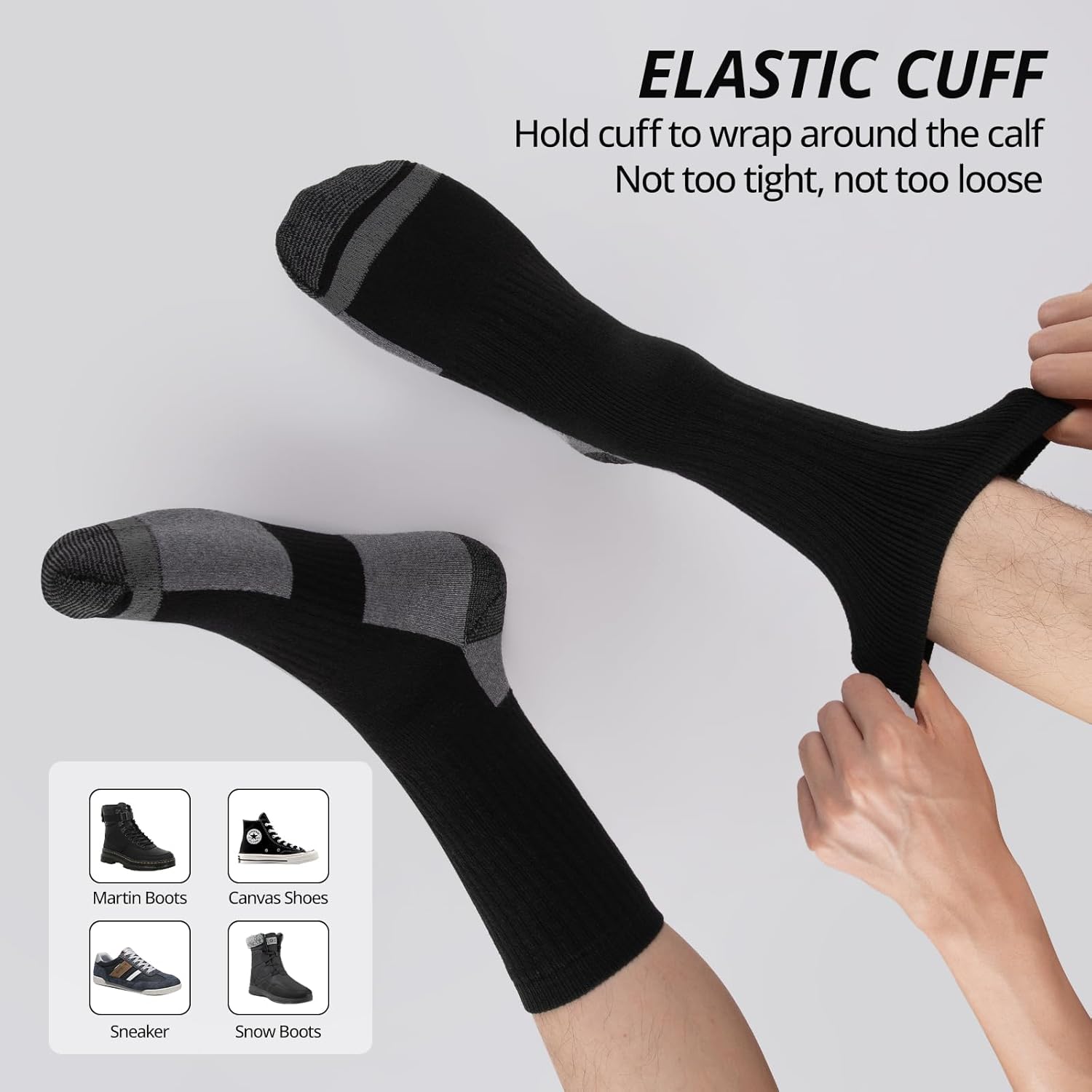 Heatuff Men's Cotton Cushion Crew Socks Athletic Running Moisture Wicking Thick Heavy Duty Work Boot Socks(6 Pairs) - Image 5