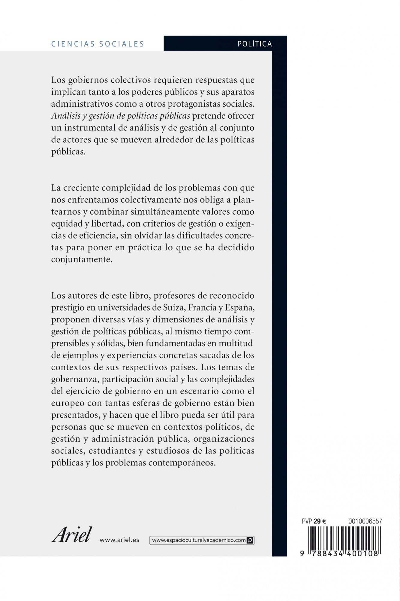 Análisis y gestión de políticas públicas (Ariel Ciencias Sociales)