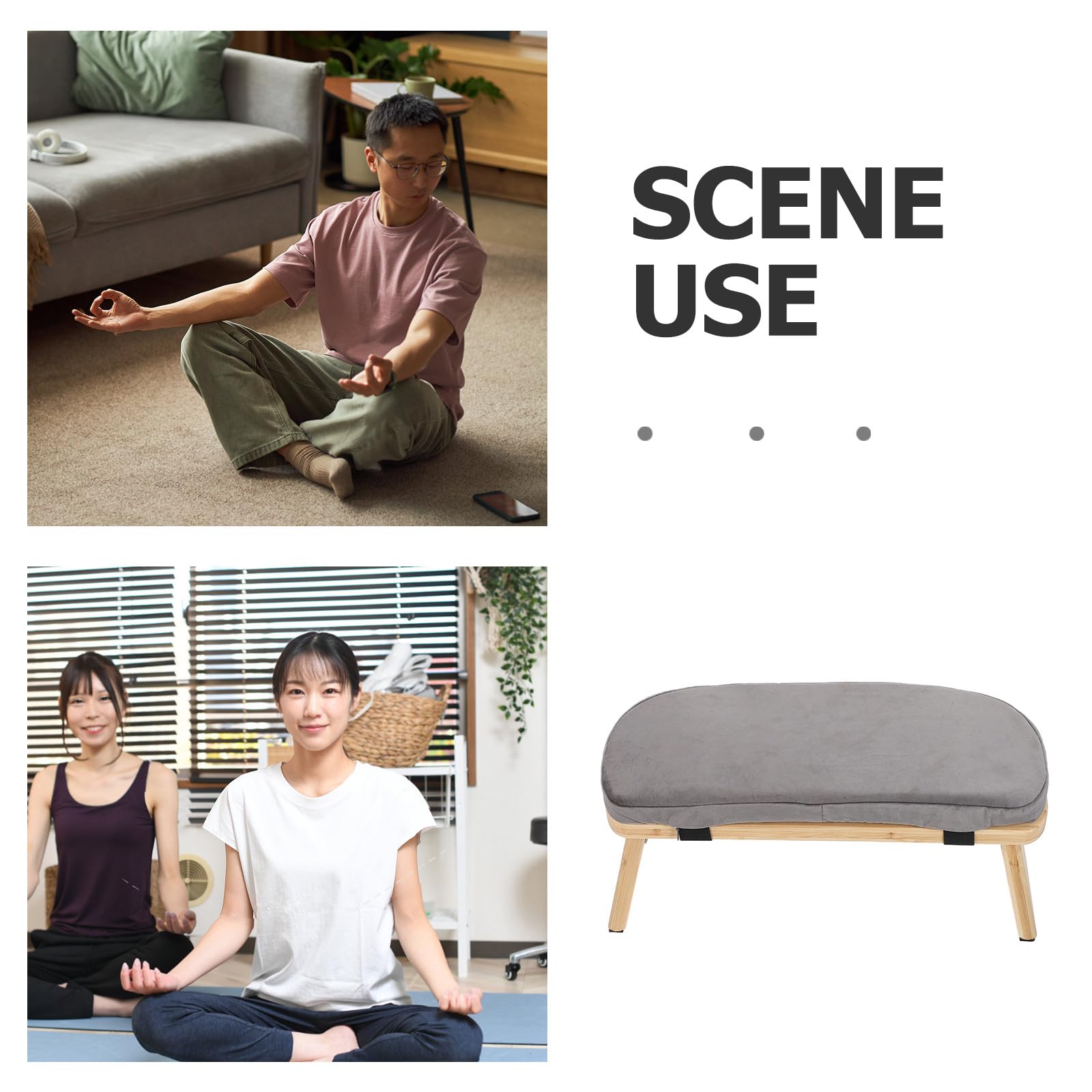 Gatuida Banco de meditación: Taburete de Madera para arrodillarse - Silla de meditación Plegable - Banco de oración Seiza con cojín para Estudio en casa