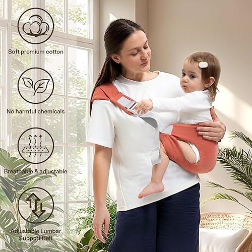 Miniatura 6 de Portabebés de 25 a 60 libras, cómodo y ligero, ajustable con correas de hombro izquierdaderecha, talla única, ideal para ir de compras y viajes,