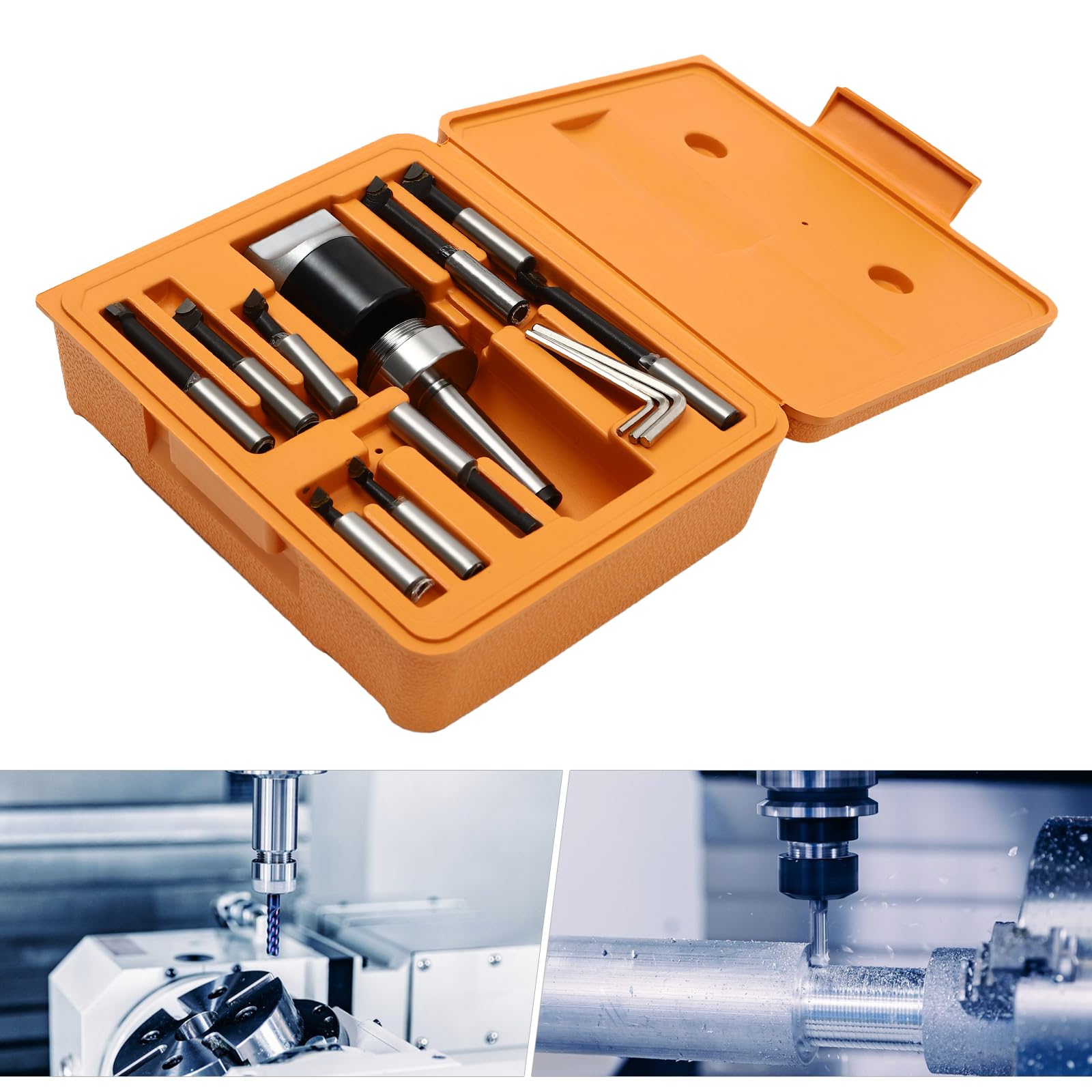 Professionelles Bohrkopf-Set/Ausdrehwerkzeug-Set mit 3 Sechskant-Schlüsseln, M12-Gewinde Genauigkeitsbereich 0-40 mm für Fräsmaschinen und Bohrmaschinen