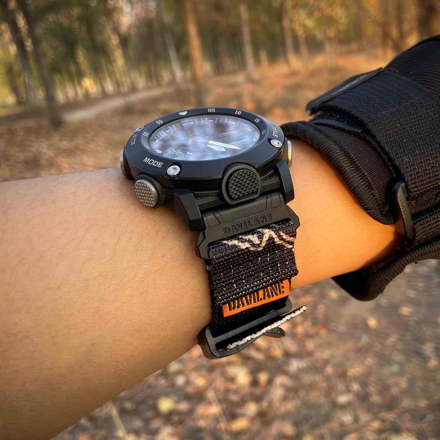 24mm Quick Release Nylon Watch Band Compatible with Casio G shock GA-2000 PRG-600/650 PRW-6600, Stylish & Unique Design, Swappable Patches & G-Hook Closure Sporty Watch Strap