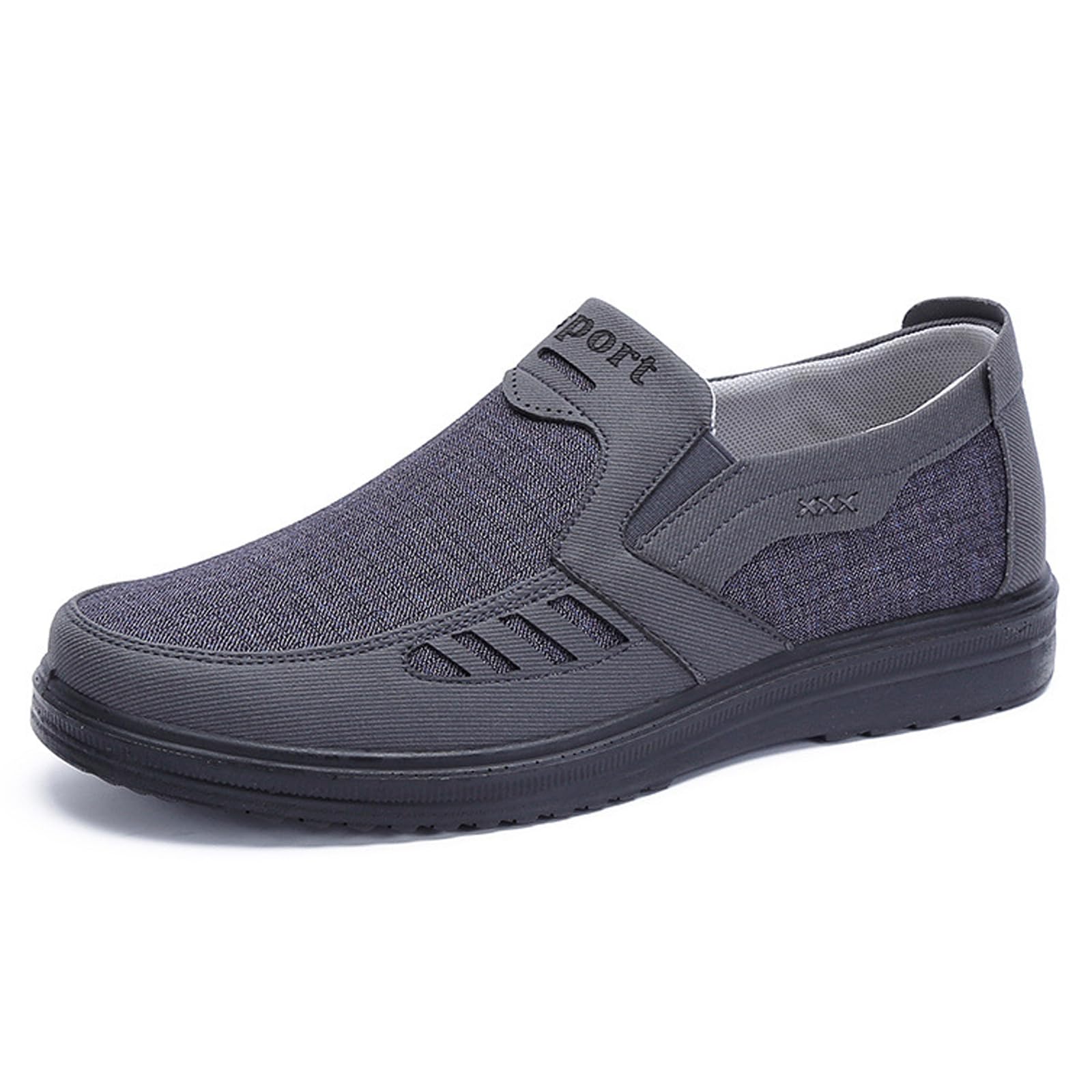 Męskie buty do chodzenia, wygodne, lekkie, oddychające tenisówki o swobodnym kroju, wsuwane buty na co dzień, oddychający i lekki materiał (Dark Grey US 8.5)