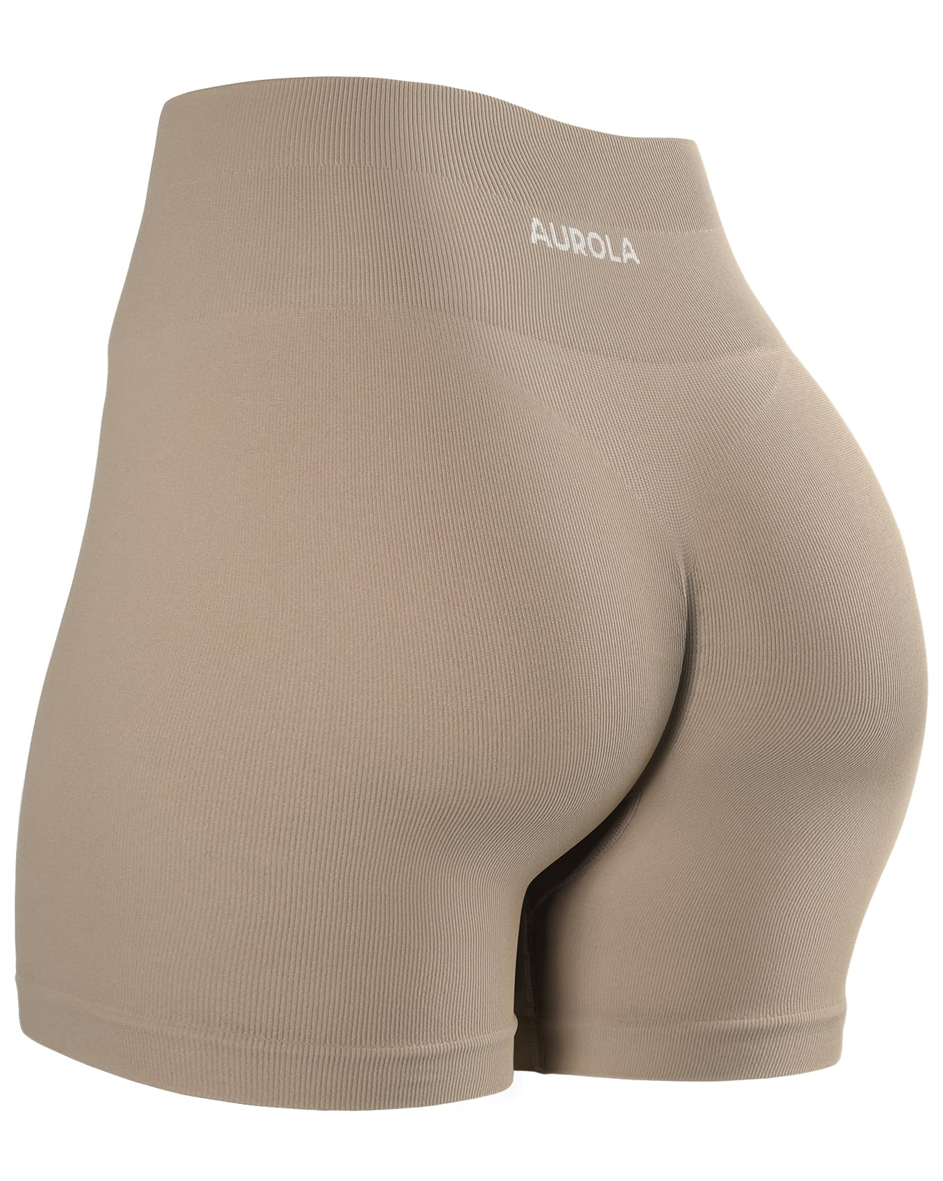 AUROLA Power Workout Shorts for Women Tummy Control Squat Proof Ribbed Thick Seamless Scrunch Active Short Power Small Natural