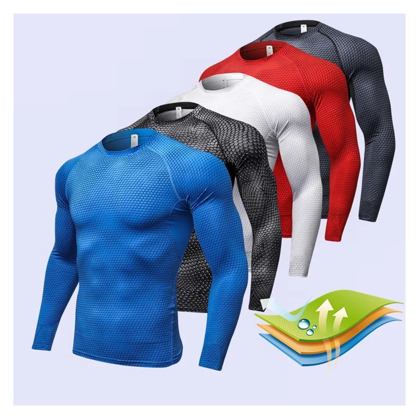 Uomo Fitness Corsa Allenamento Camicie a Maniche Lunghe Stretto Elastico Abbigliamento ad Asciugatura Rapida Camicia da Palestra Canotte atletiche per Ciclismo Fitness Allenamento Sportiva