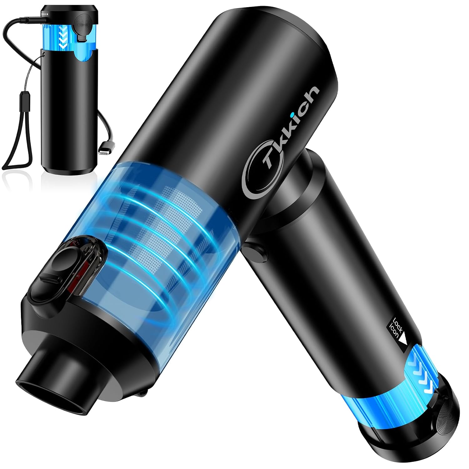 Tkkich Car Vacuum Portable Cordless with Removable Battery as 35W Power Bank, 6-in-1 Handheld Vacuum Blower Set,18000PA Mi
