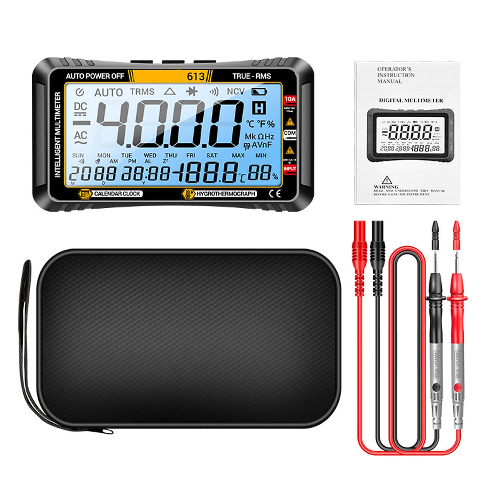 Current Tester 4000 Count Multimeter with Backlit Ohmmeter Voltmeter Digital Multi Tester Large Screen