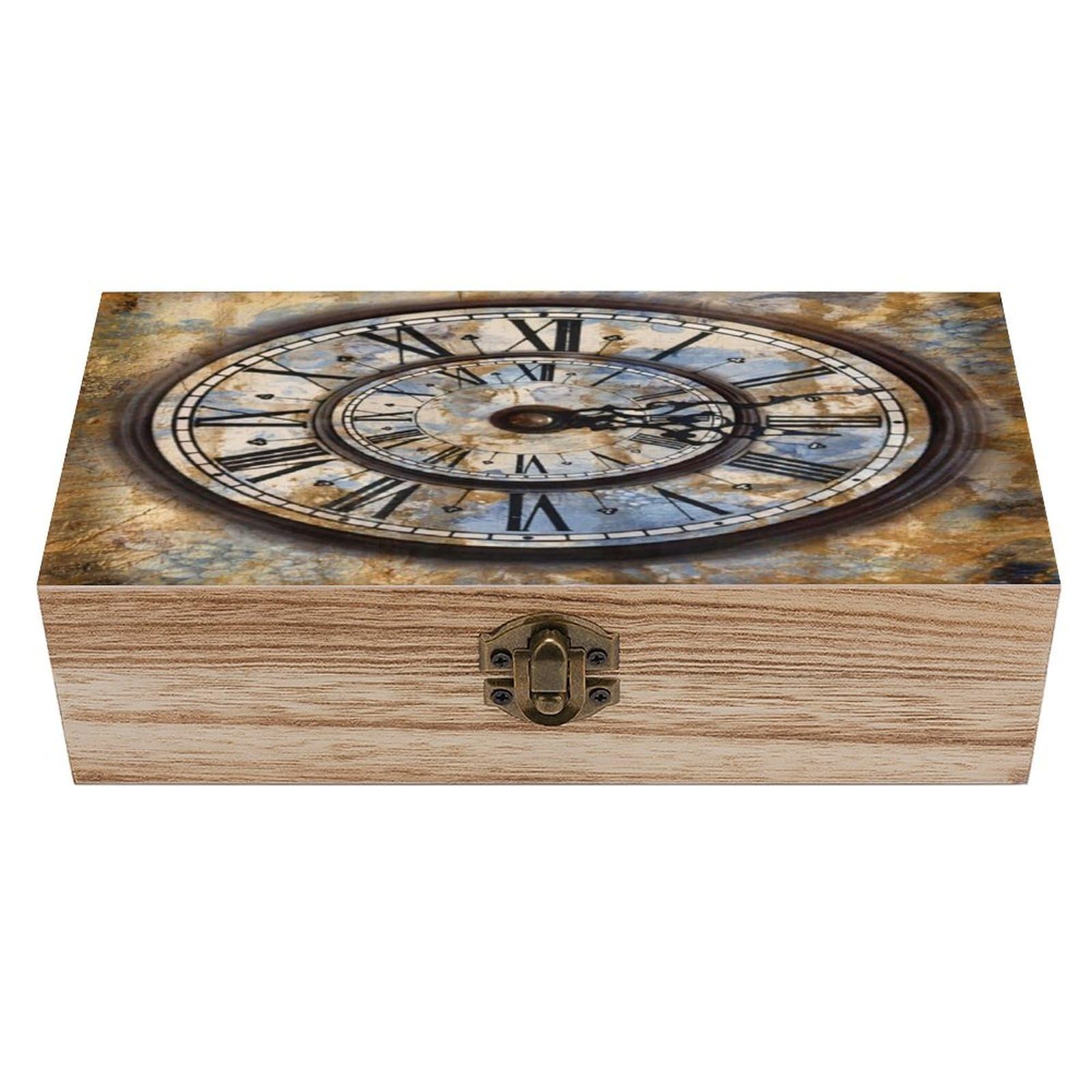 asbwuo Steampunk Clock Wood Keepsake Box Wooden Box with Hinged Lid