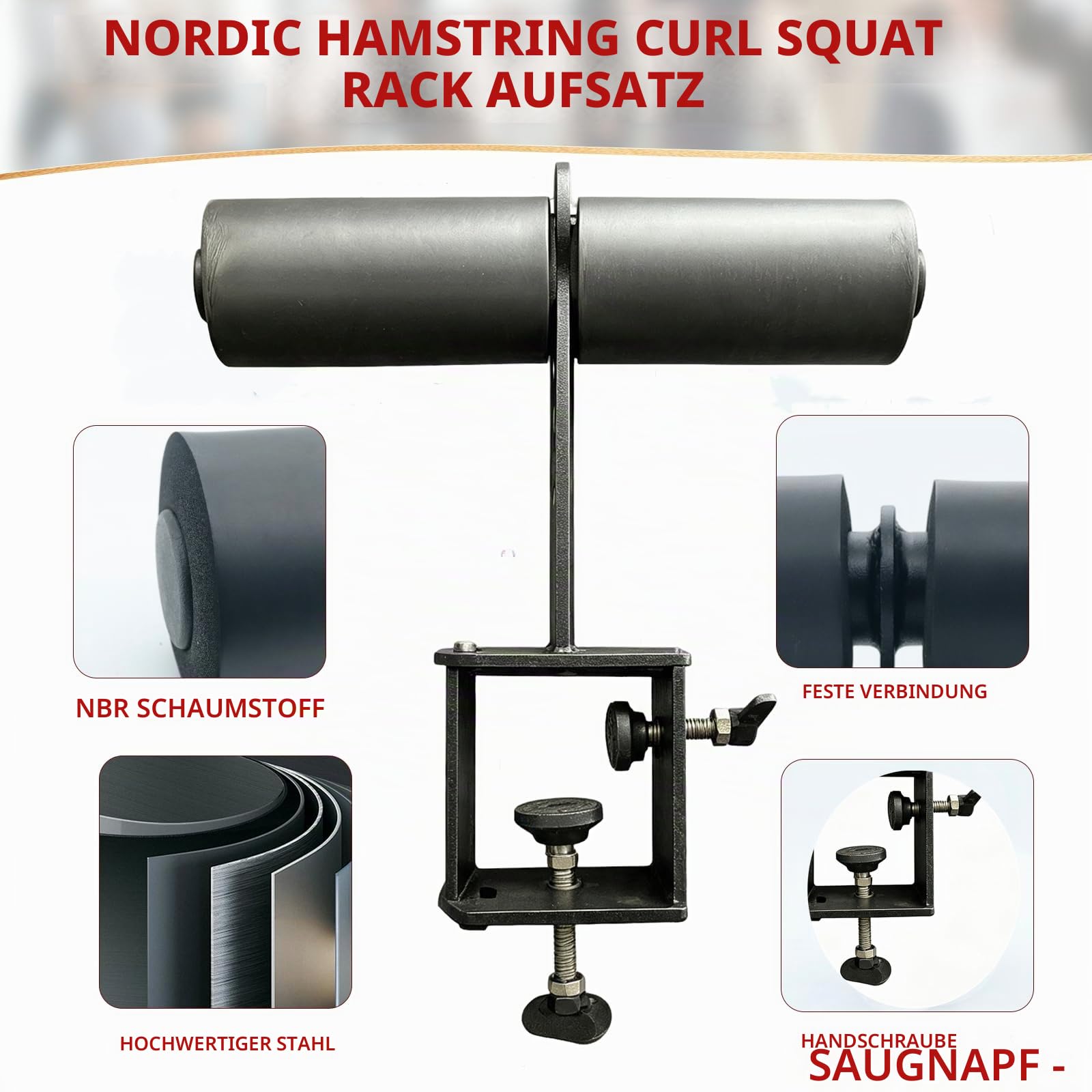 MARLANG Nordic Hamstring Curl Squat Rack Attachments for Power Rack, Sit Up Bar Foot Holder for Hamstring Curl Sit Up Split Squat Core Workout and More