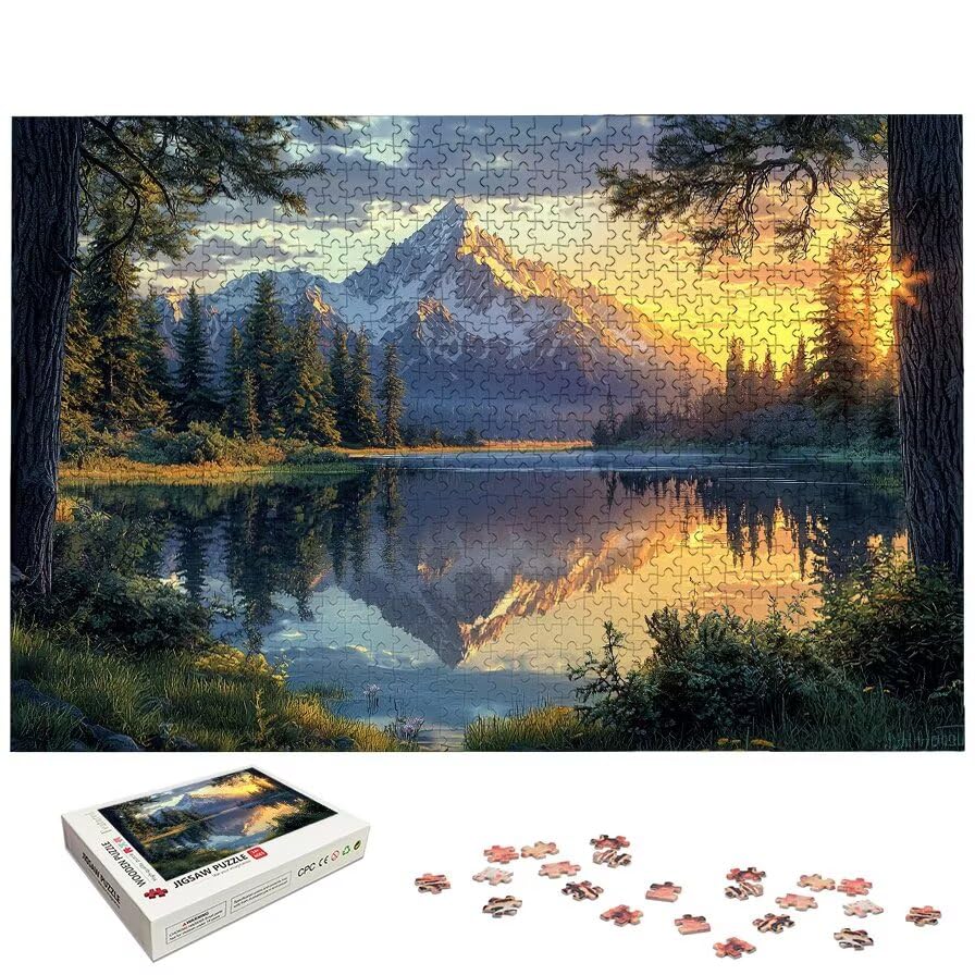 Puzzle 1000 Piezas, Puzzle Paisajes con Caja Regalo, Montaña Puzzles 1000 Piezas Adultos, Medidas: 75 x 50 cm, Rompecabezas Adultos de Madera, Rompecabezas Desafiante para Decoración Hogar, -6542
