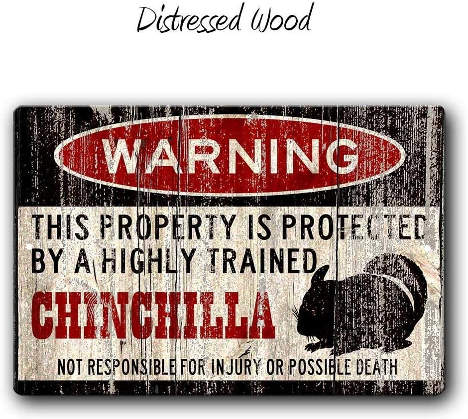 Chinchilla Warning Sign, Chinchilla Gift,Funny small Pet sign, Chinchilla sign, 12 x 8 inch Aluminum Sign