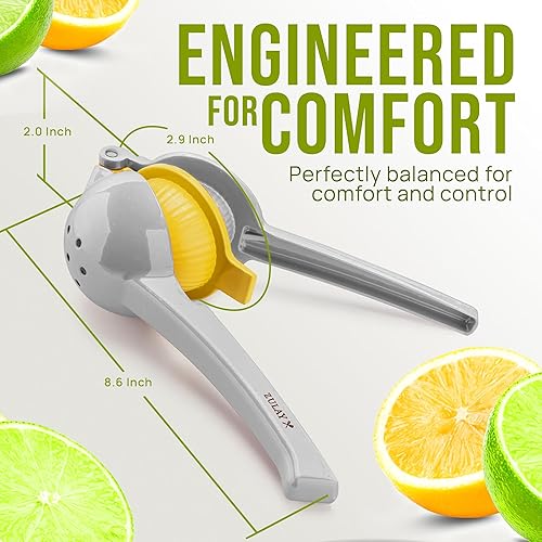 Miniatura 5 de Zulay Kitchen Exprimidor de Limón 2 en 1 de Metal - Exprimidor Manual Resistente de Máxima Extracción que Obtiene Hasta la Última Gota - Exprimidor