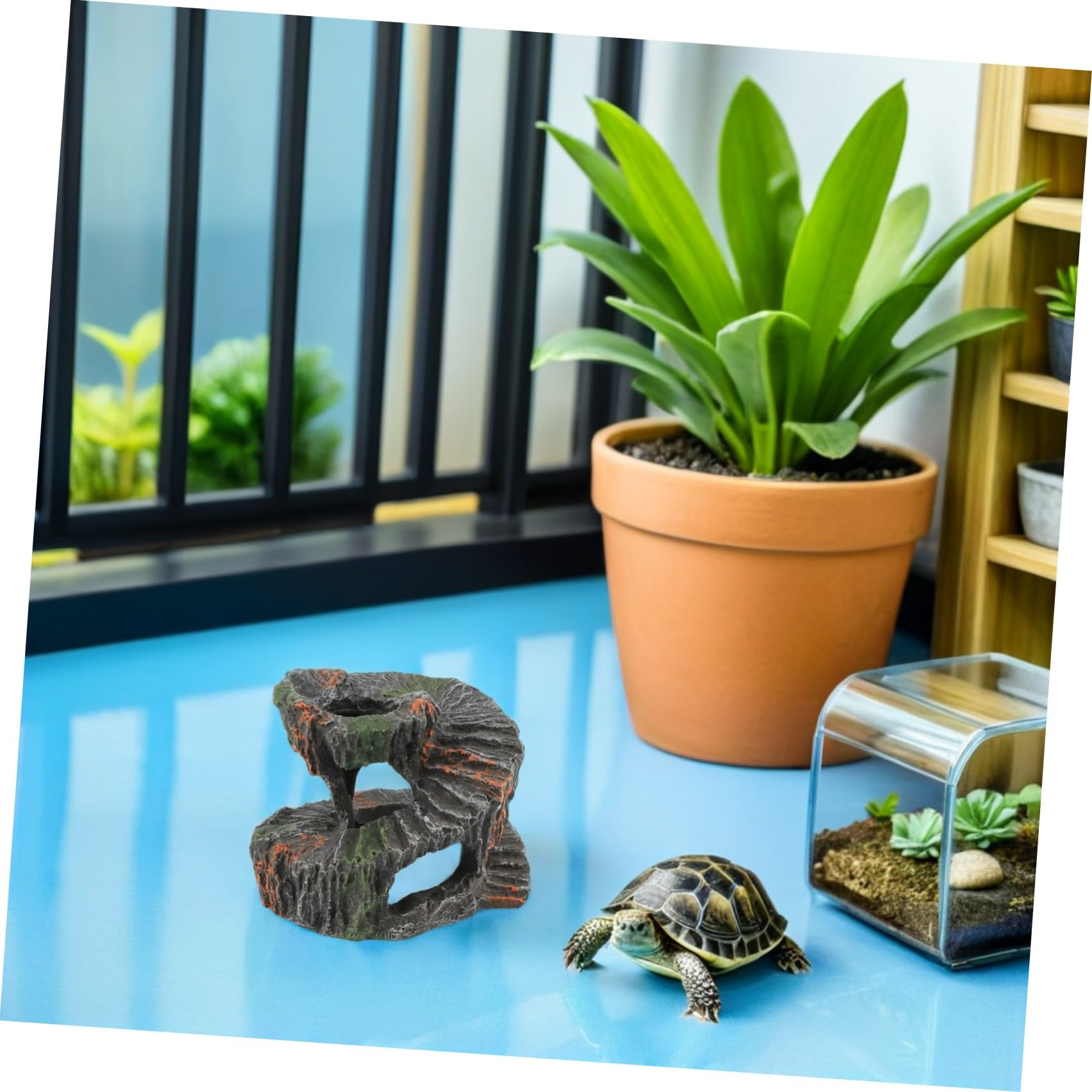 HEALLILY Piattaforma per Tartarughe d'Acqua in Resina, Piattaforma da Basking Facile da Scalare per Rettili e Tartarughe in Soggiorno o Studio