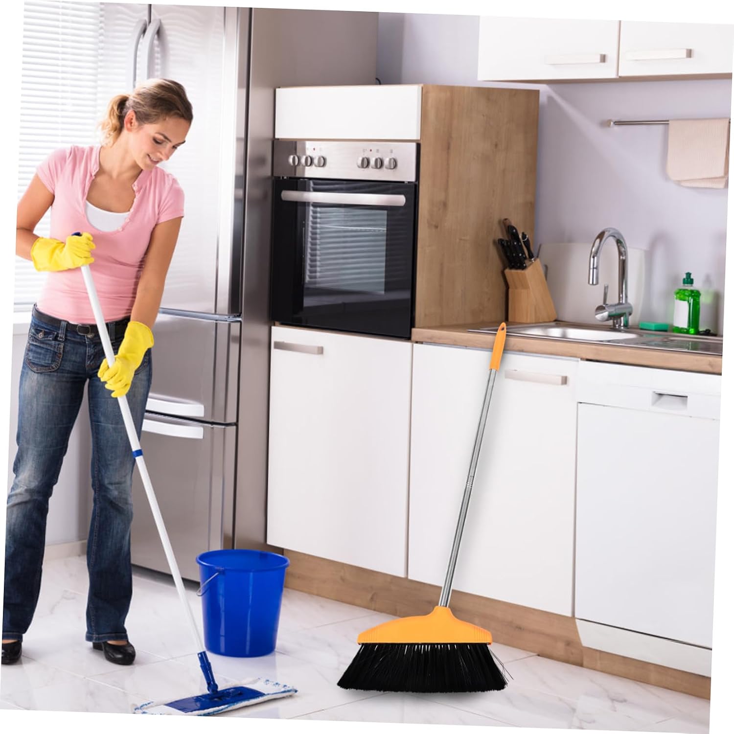 Heavy Duty Commercial Broom Soft Bristle Sweeper Mop Wide Angle Outdoor Broom for Household Cleaning