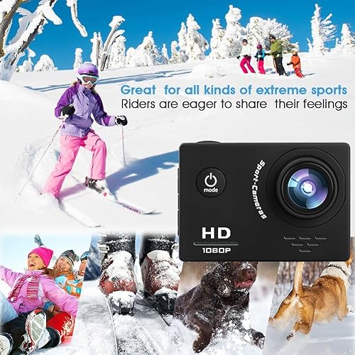 Miniatura 2 de Cámara de acción deportiva Full HD 1080P de 12MP con pantalla de 2.0 pulgadas, gran angular de 140, cámara impermeable de 98.4 ft98 pies para
