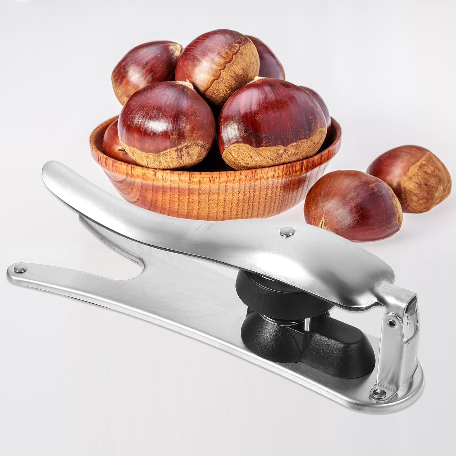 Multi-function Stainless Steel Nut Cracking Tool Walnut Clamp Chestnut Opener Kitchen Gadget for Home Use Sturdy Nut Shucker with Ergonomic Grip