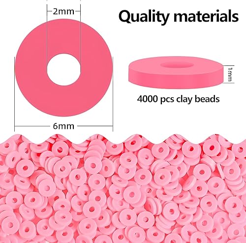 Miniatura 3 de Kit de fabricación de pulseras de arcilla navideña para principiantes con 4500 piezas de cuentas Heishi planas de polímero blanco, rojo y verde,